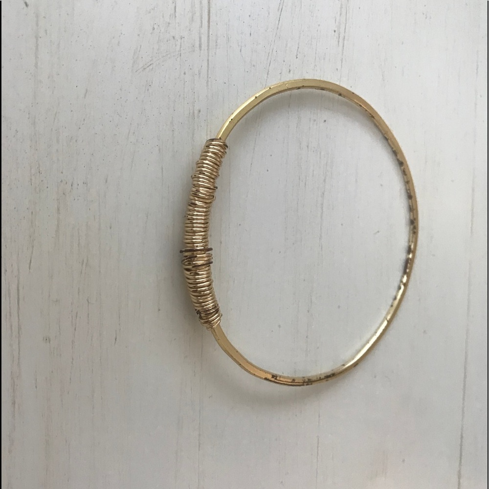 Gold Bracelet with Wire Detail
